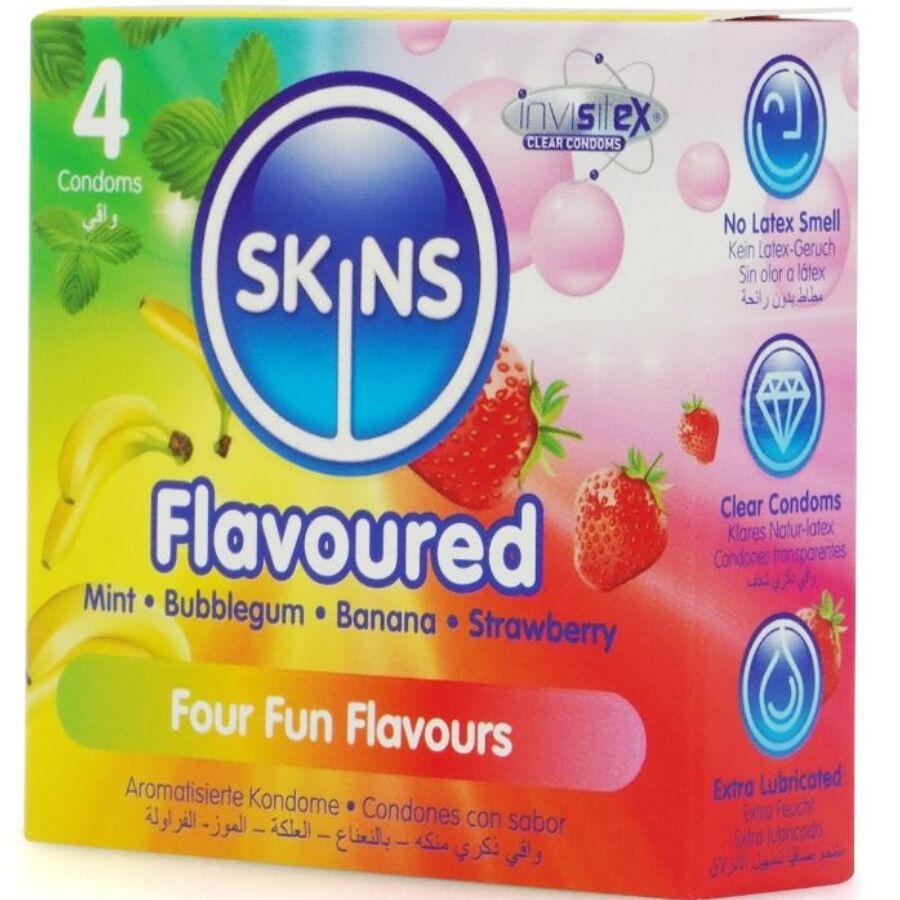 Preservativi Aromatizzati Skins — 4 Gusti Assortiti, 4 Pezzi