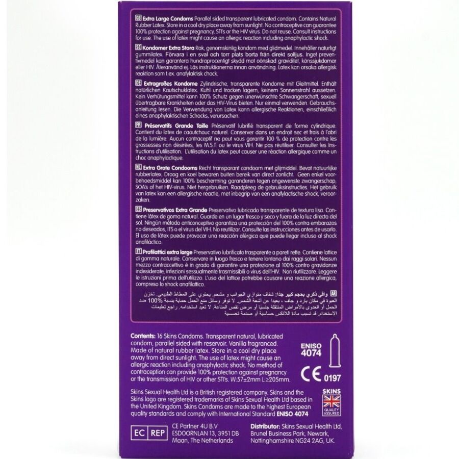 Preservativi Extra Large Skins — Confezione da 16
