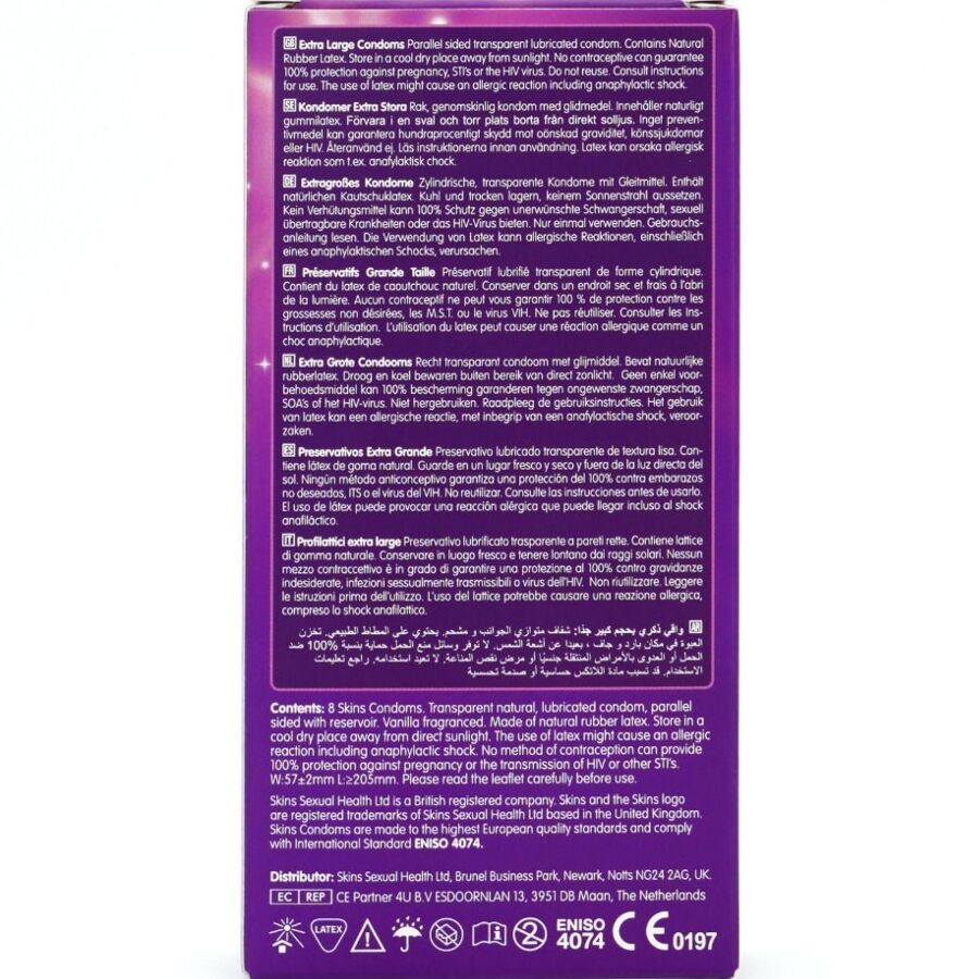 Preservativi Extra Large Skins — Confezione da 8