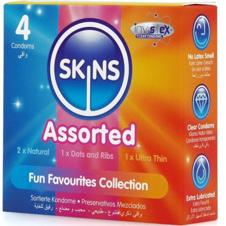 Preservativi Assortiti Skins — Confezione 4 Pezzi