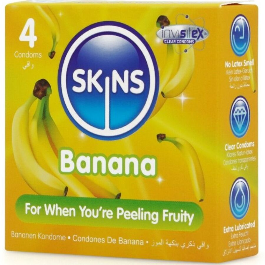 Preservativi al Gusto Banana Skins Premium — 4 Pezzi