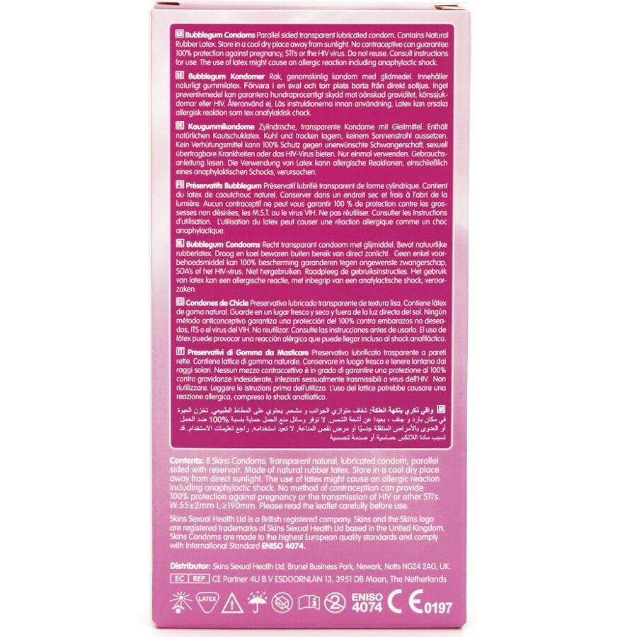 Preservativi Aromatizzati Bubblegum Skins — Confezione 8 pz