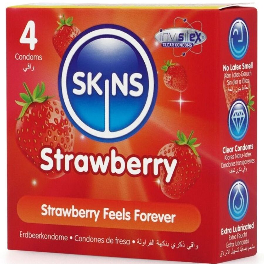 Preservativi alla Fragola Skins Premium — Confezione da 4