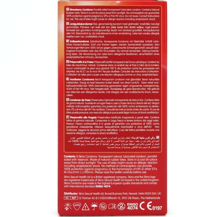 Preservativi alla Fragola Skins Premium — Confezione da 8