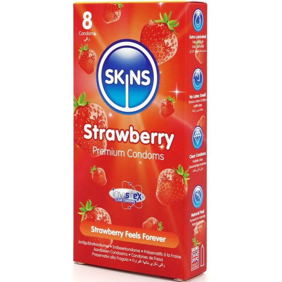Preservativi alla Fragola Skins Premium — Confezione da 8