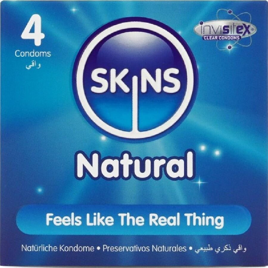 Preservativi in Lattice Naturale Skins Natural — Confezione da 4