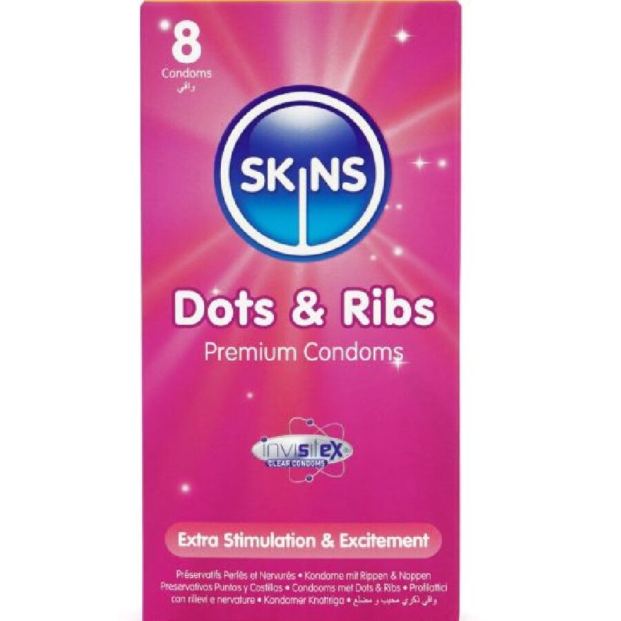 Preservativi con Puntini e Nervature Skins — 8 Pezzi