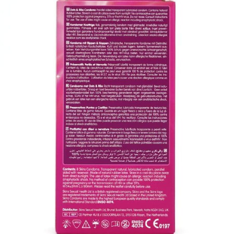 Preservativi con Puntini e Nervature Skins — 8 Pezzi