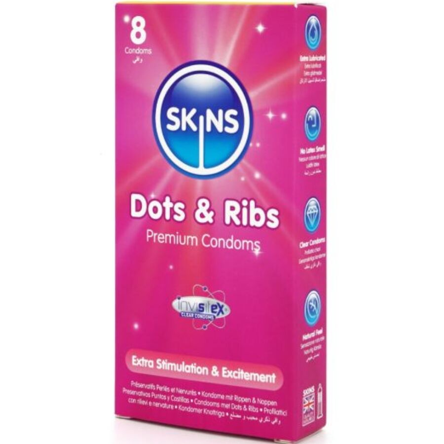 Preservativi con Puntini e Nervature Skins — 8 Pezzi