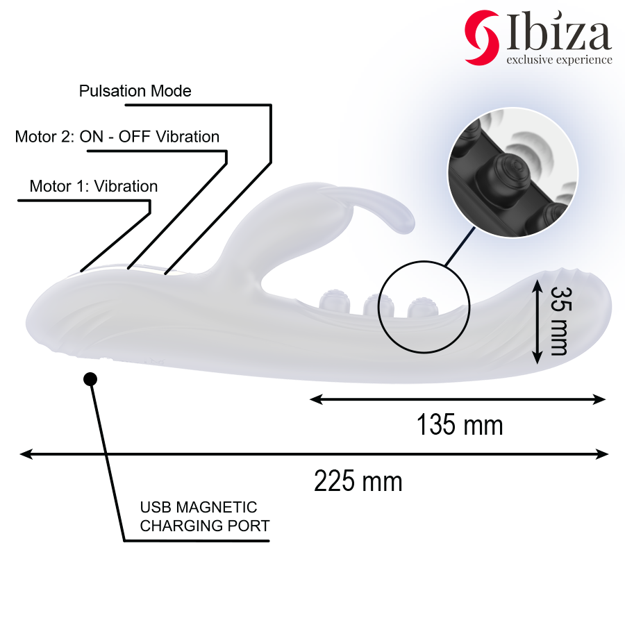 Vibratore Rabbit con Pulsazione Ibiza — Doppia Stimolazione