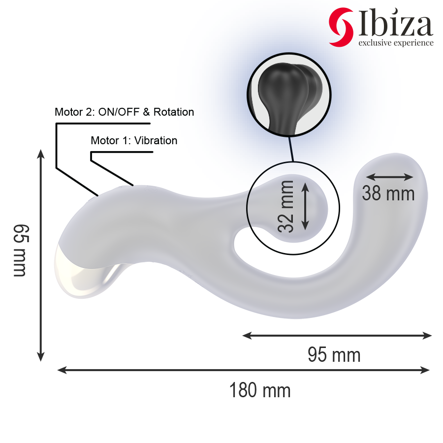 Vibratore Rabbit Vibrante e Rotante Ibiza — 2 Motori