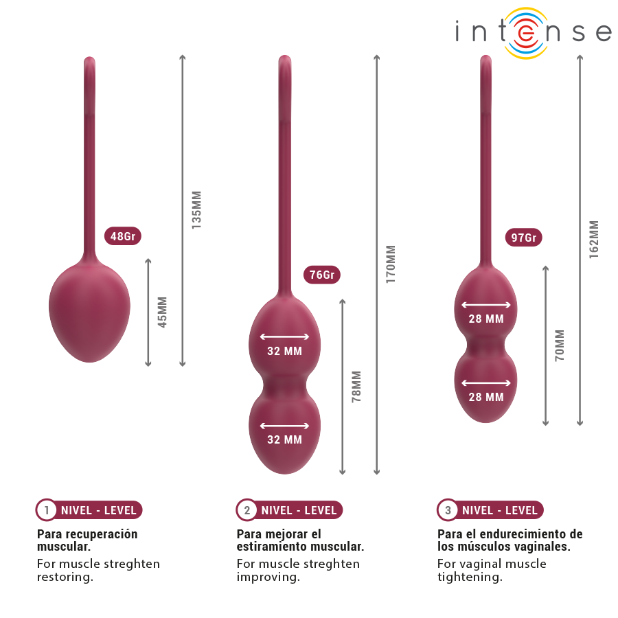 Kit Palline Kegel Intense Charli — 3 Livelli, Bordeaux
