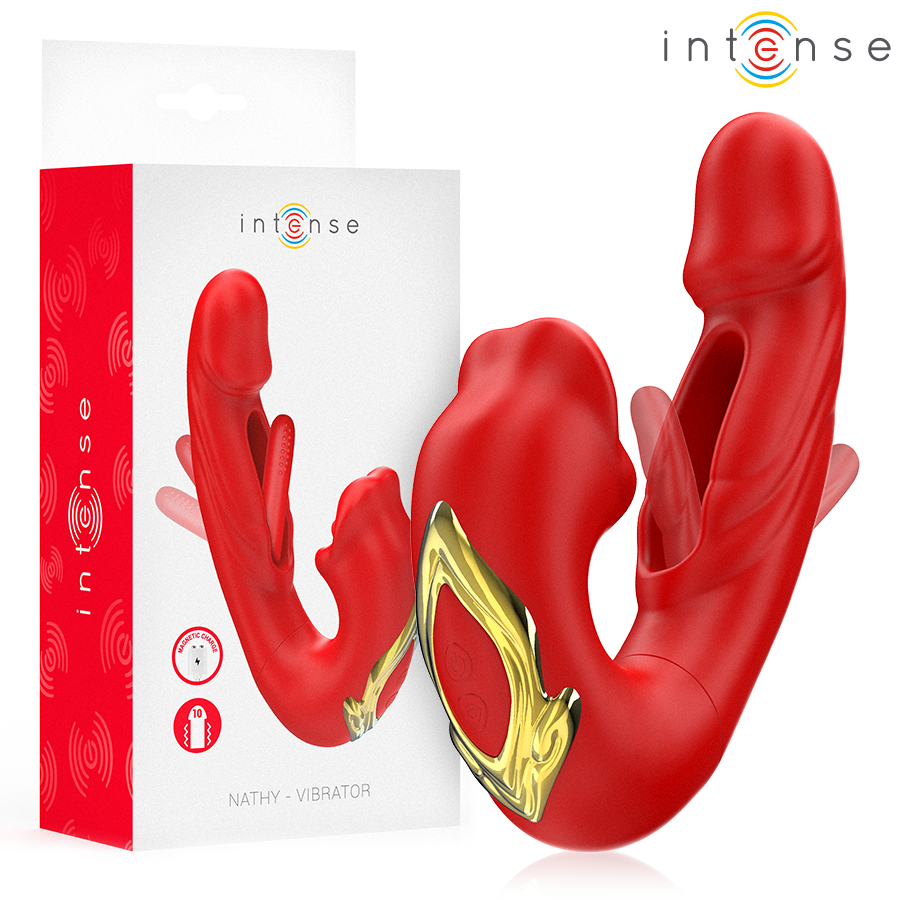 Succhia Clitoride Vibrante Intense Nathy — Doppia Funzione, Rosso