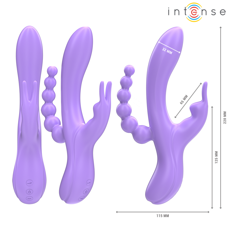 Vibratore Rabbit Triplo Intense Miko — 7 Vibrazioni, Viola