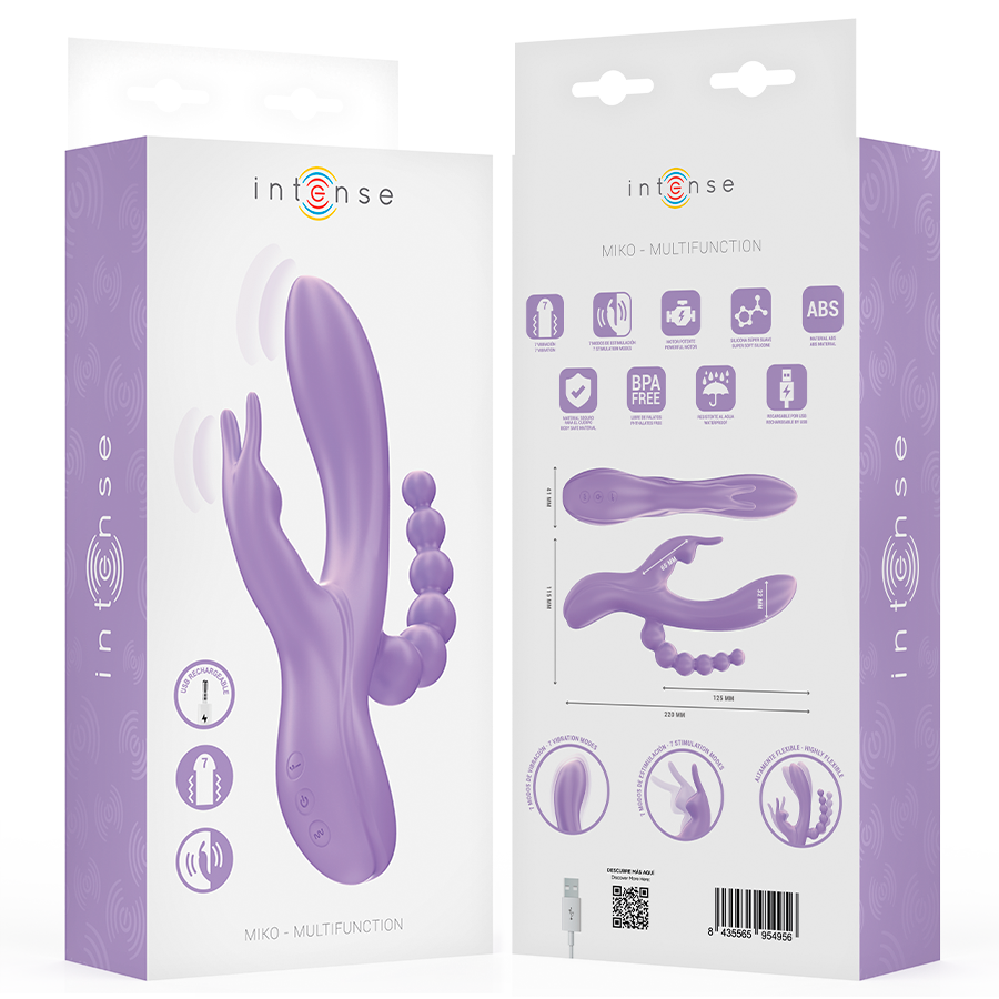 Vibratore Rabbit Triplo Intense Miko — 7 Vibrazioni, Viola