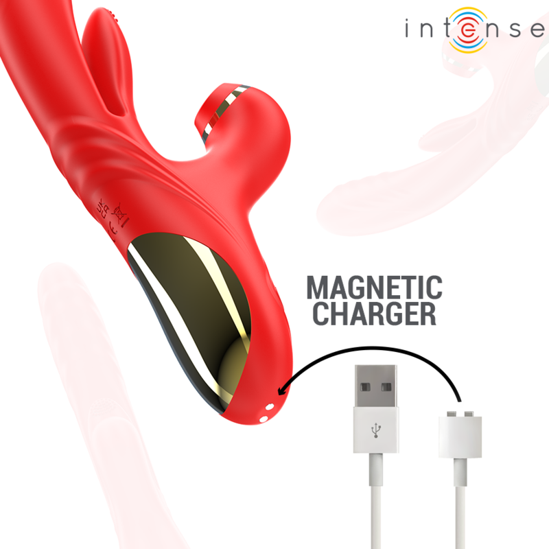 Vibratore Rabbit con Spinta e Aspirazione Intense Karol — Rosso