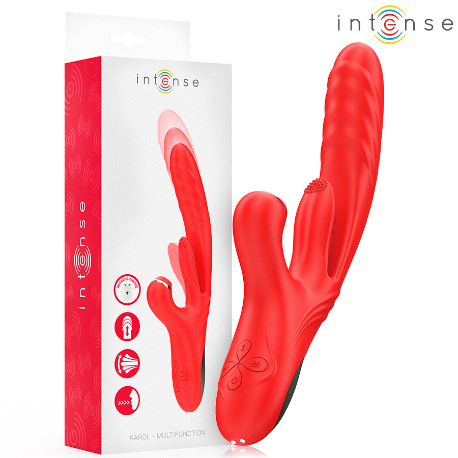 Vibratore Rabbit con Spinta e Aspirazione Intense Karol — Rosso