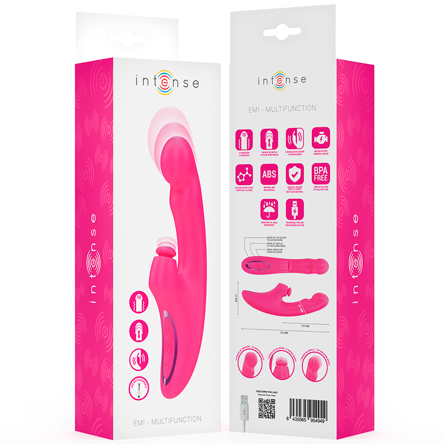 Vibratore Multifunzione 3 in 1 Intense Emi — 10 Vibrazioni, 13,5 cm
