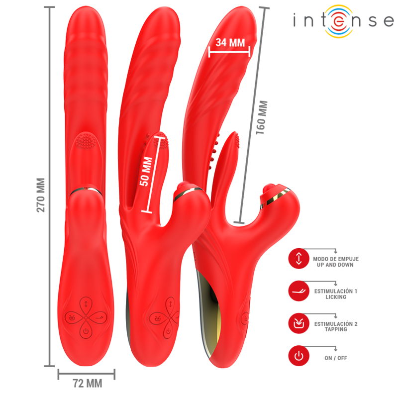 Vibratore Rabbit 3 in 1 Intense Rosalia — Spinta e Pulsazione