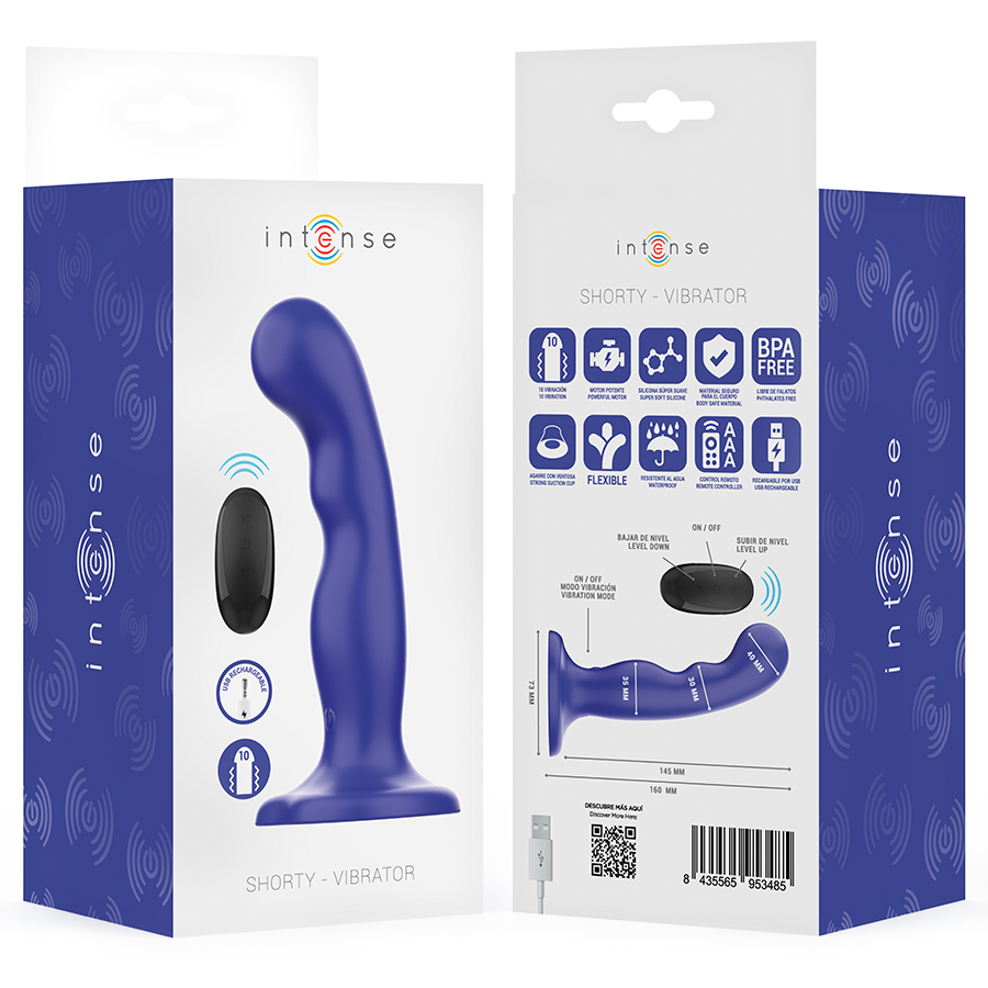 Vibratore con Ventosa e Telecomando Intense Shorty — Blu