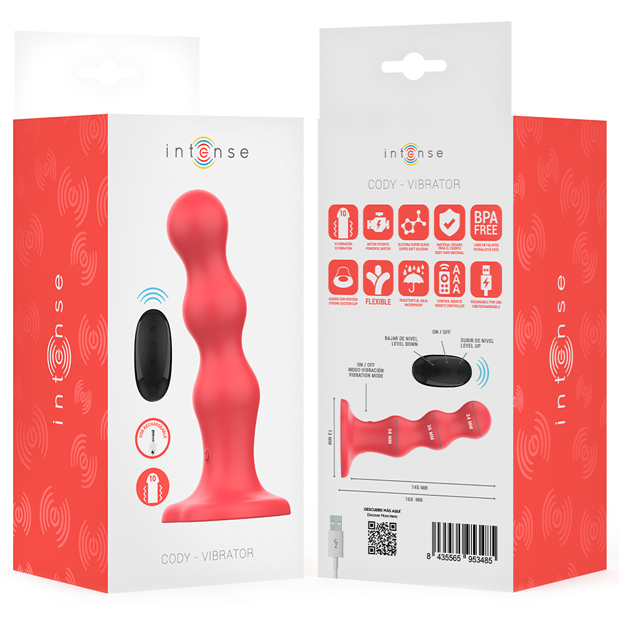 Vibratore con Ventosa e Telecomando Intense Cody — 10 Velocità, Rosso"

Tropp...