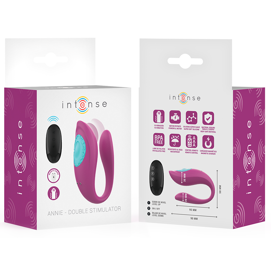 Vibratore Rabbit a U con Telecomando Intense Annie — Viola