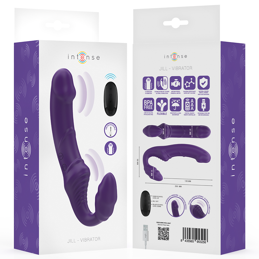 Vibratore Rabbit Intense Jill — Telecomando, Viola, 20 cm