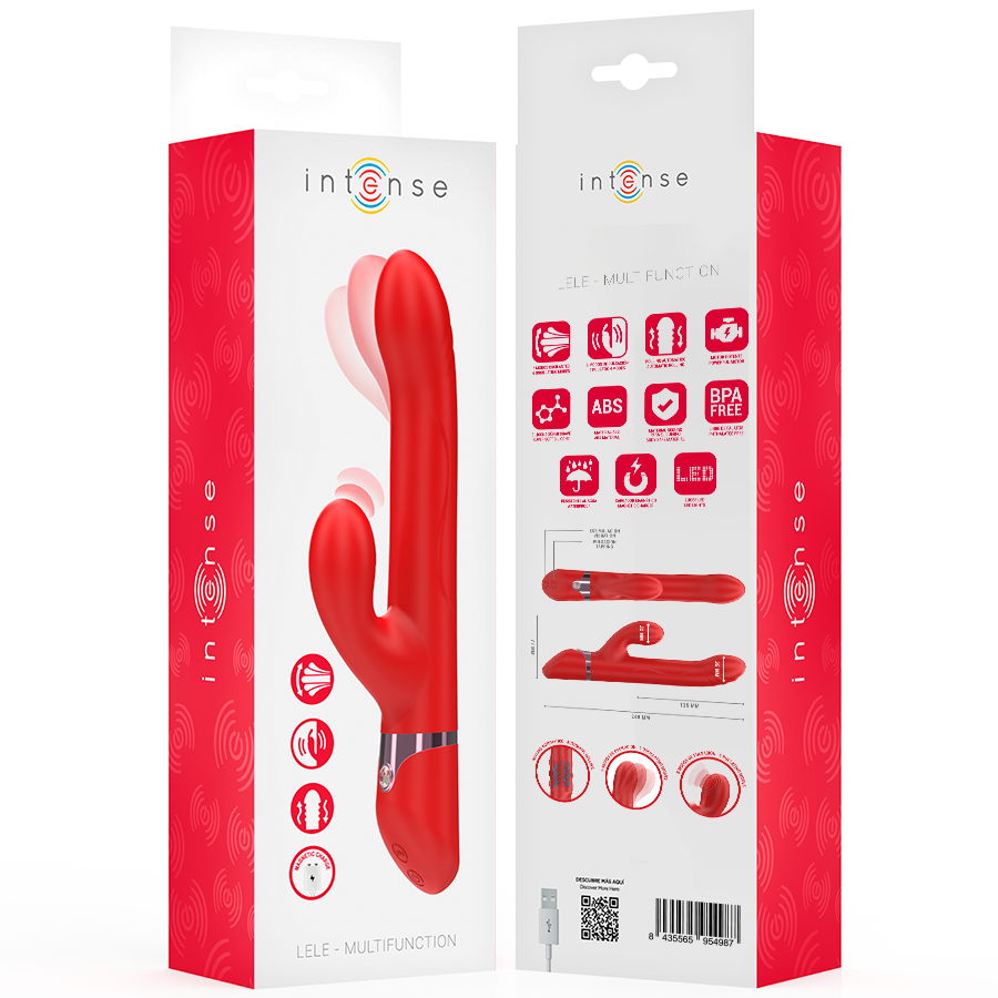 Vibratore Rabbit Rotante Intense Lele — Multifunzione, Rosso