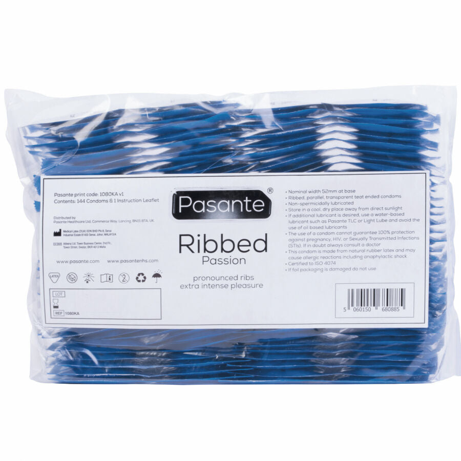 Preservativi Scanalati Pasante Ribbed Passion — 144 Unità