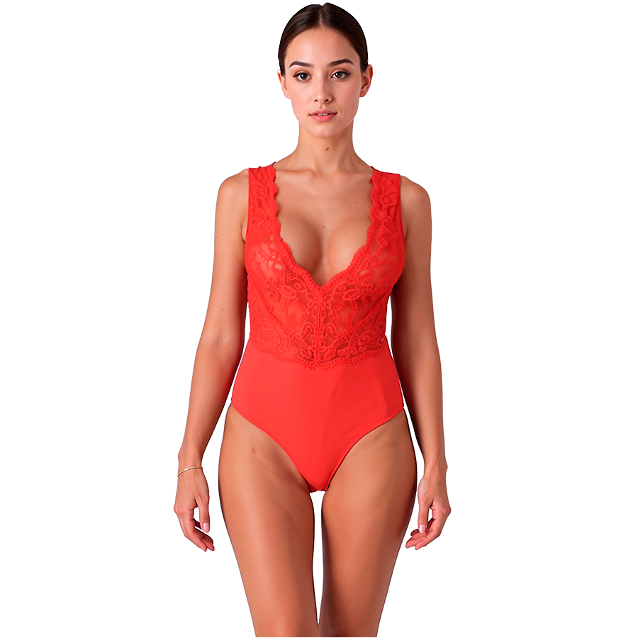 Body Erotico in Pizzo Passion Evalie — Rosso, S/M
