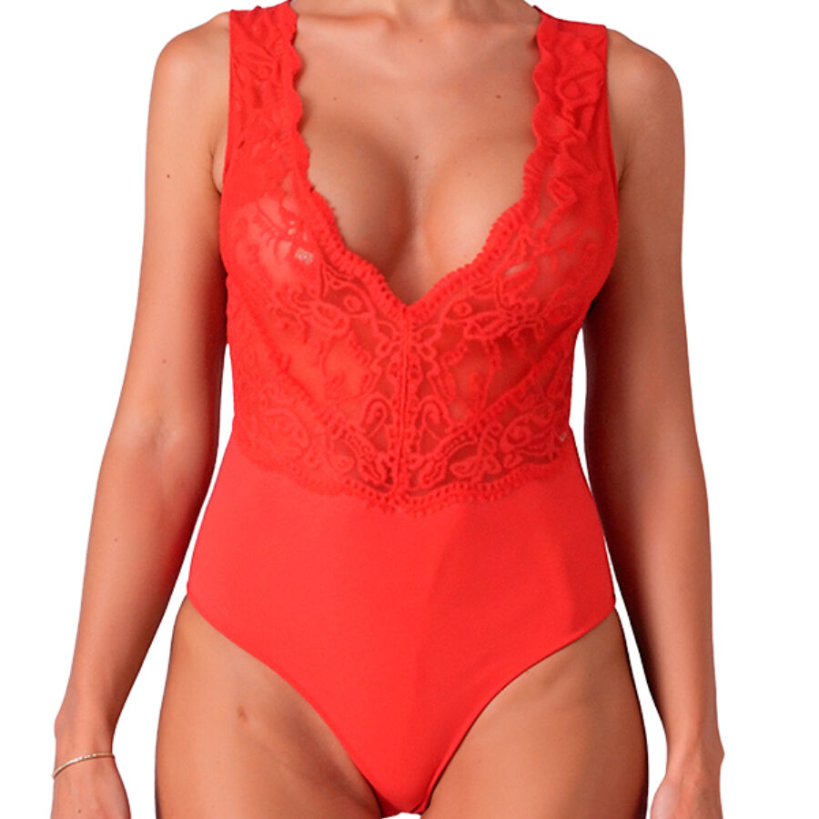 Body Erotico Passion Evalie — Pizzo, Rosso, L/XL