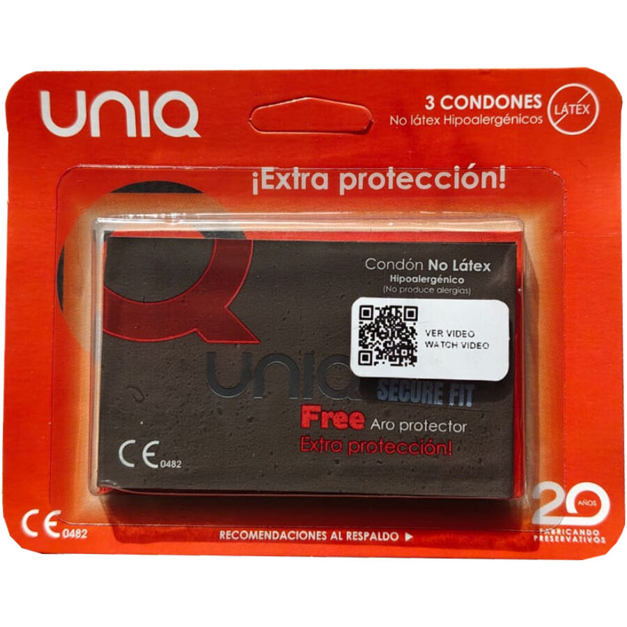 Preservativi UNIQ SecureFit Senza Lattice — 3 Unità