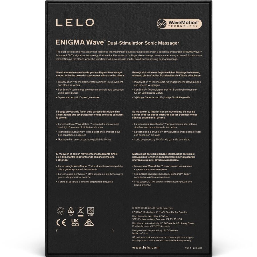 Vibratore LELO ENIGMA Wave Tripla Vibrazione — Nero
