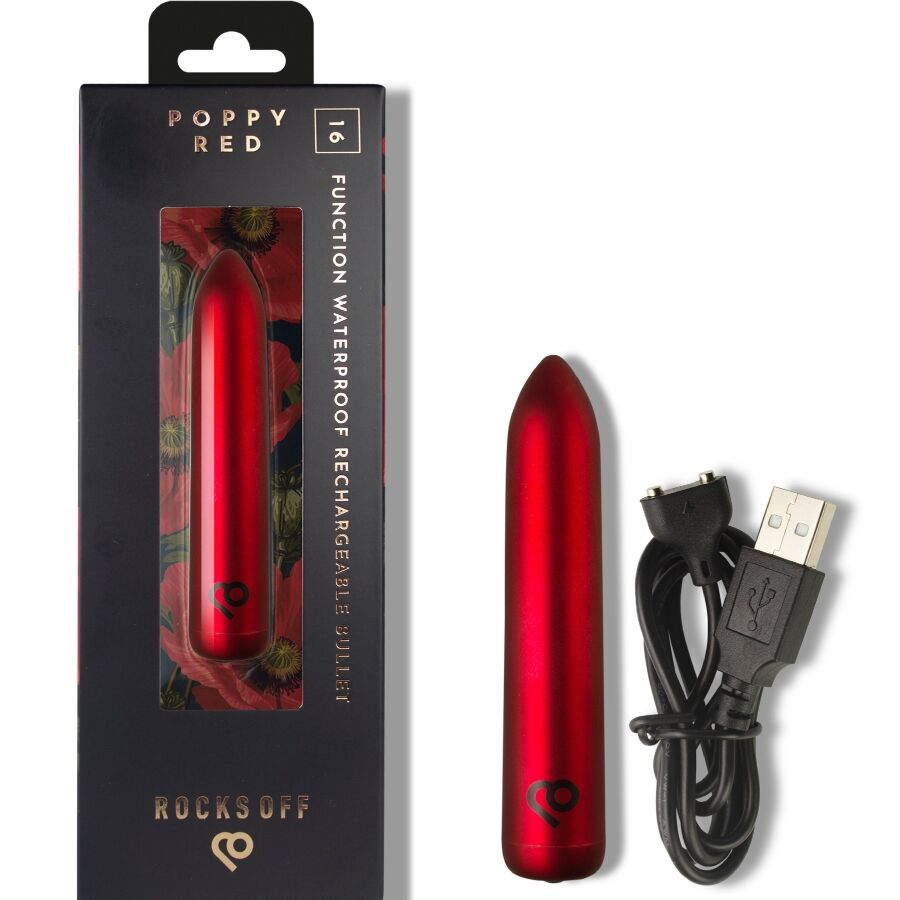 Vibratore Ricaricabile Rocks-Off Poppy — Compatto, Rosso