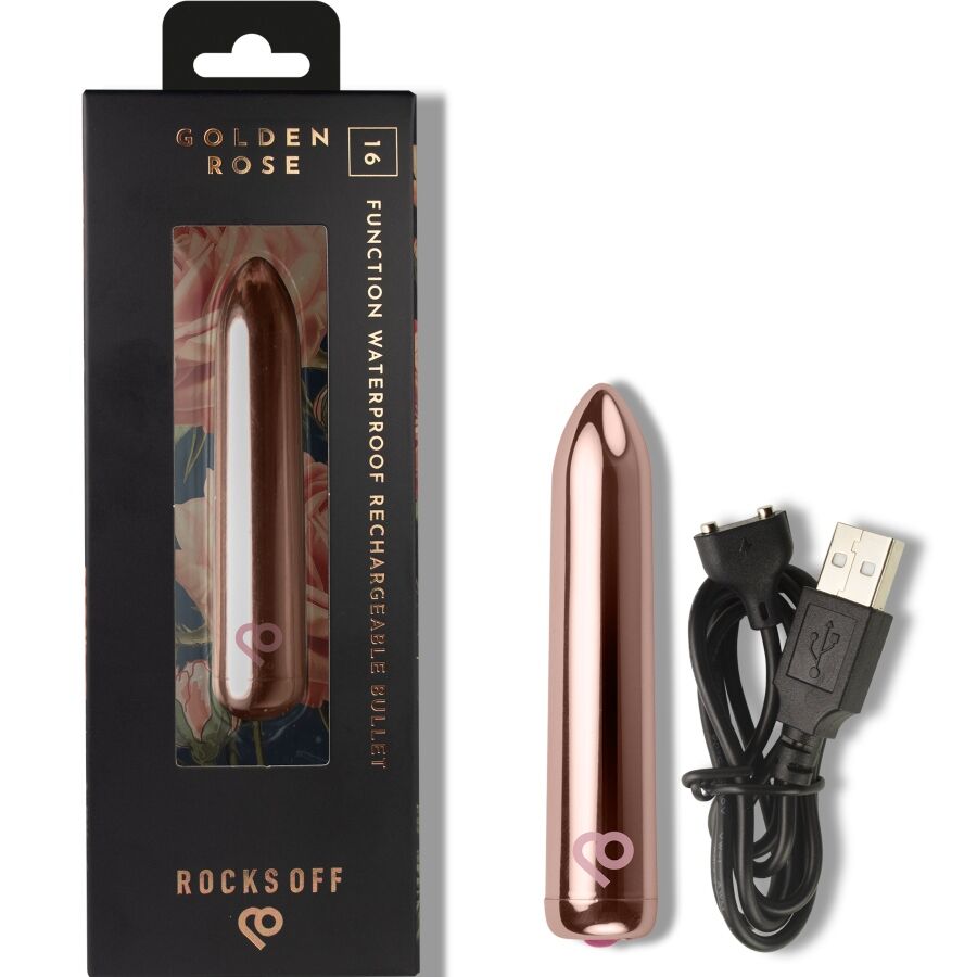 Vibratore Compatto Ricaricabile Rocks-Off — Rosa Dorata