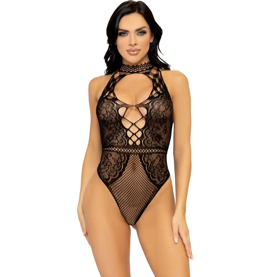 Body Erotico con Pizzo e Apertura Leg Avenue — Taglia Unica