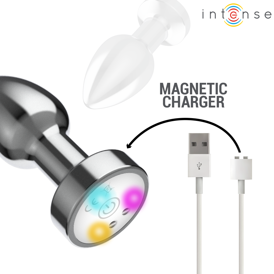 Plug Anale Vibrante LED Intense — Metallo con Telecomando, Taglia S