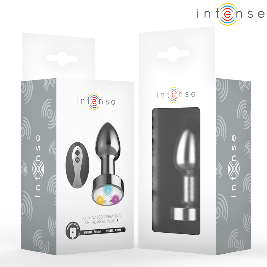 Plug Anale Vibrante LED Intense — Metallo con Telecomando, Taglia S