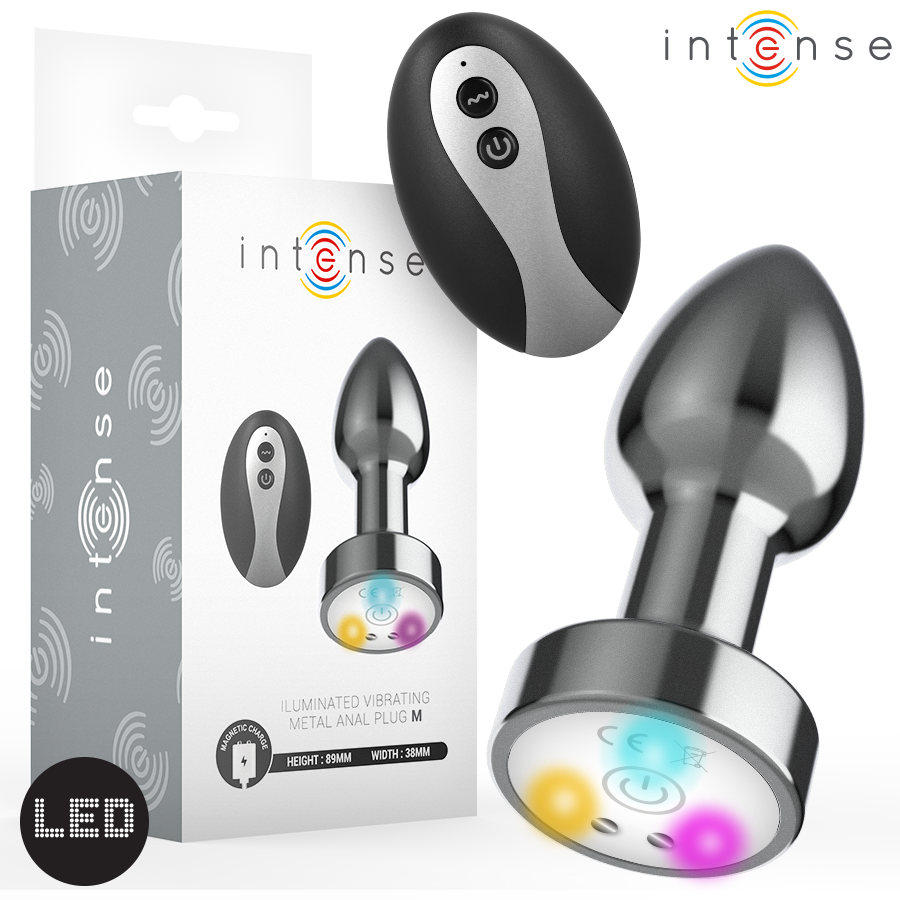 Plug Anale Vibrante LED Intense — Metallo con Telecomando, Taglia M