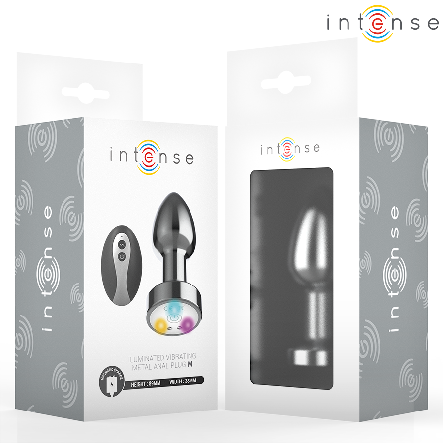 Plug Anale Vibrante LED Intense — Metallo con Telecomando, Taglia M
