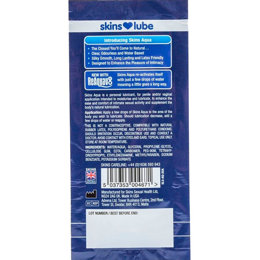 Lubrificante Intimo Base Acqua Skins Aqua — Monodose 5 ml