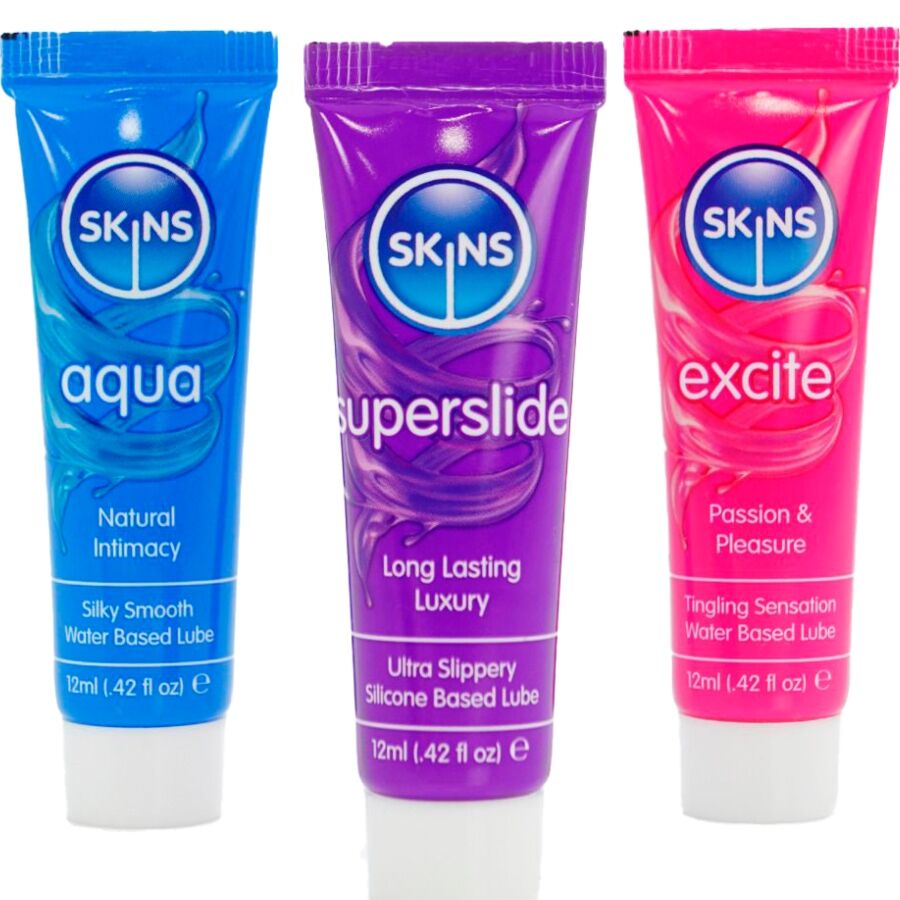 Kit Lubrificanti Intimi Skins Aqua Superslide Excite — 3 x 12 ml