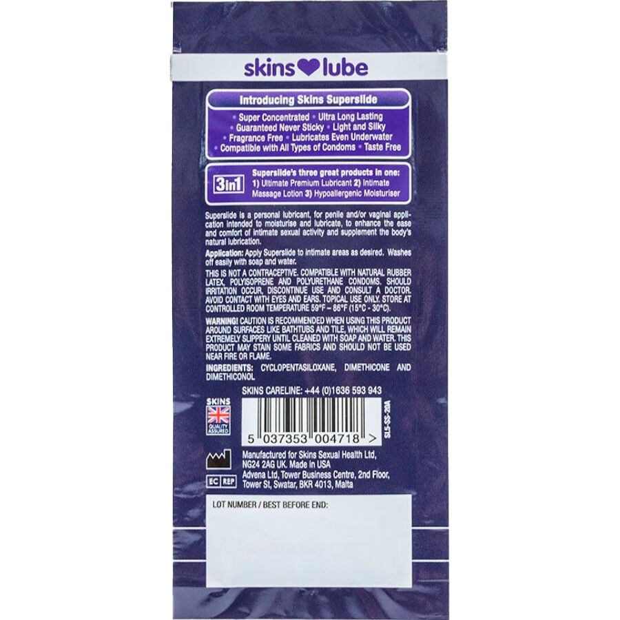 Lubrificante Intimo Base Silicone Skins Superslide — 5 ml