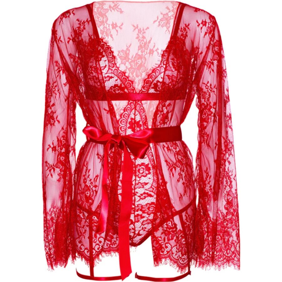 Set Lingerie Vestaglia e Body Teddy Leg Avenue 86123 — Rosso M