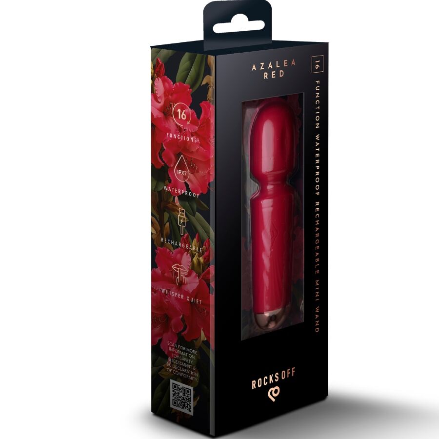 Vibratore Wand Mini Rocks-Off Azalea — 16 Funzioni, Rosso