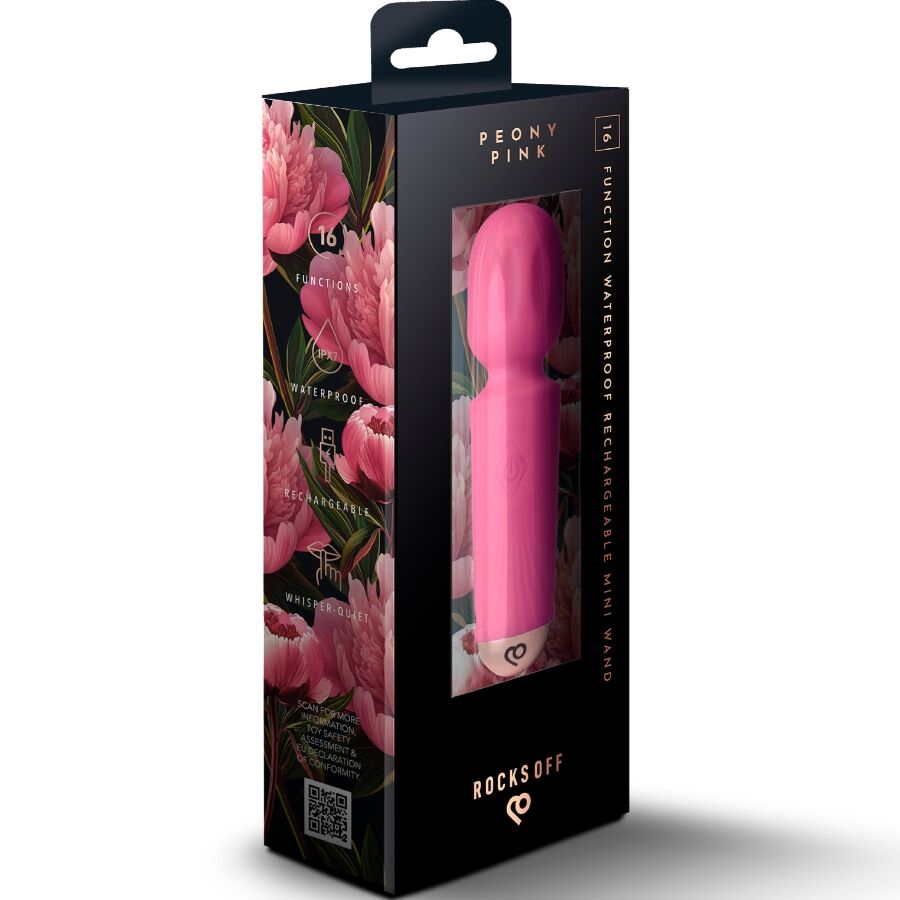 Vibratore Wand Ricaricabile Rocks-Off — 16 Funzioni, Rosa
