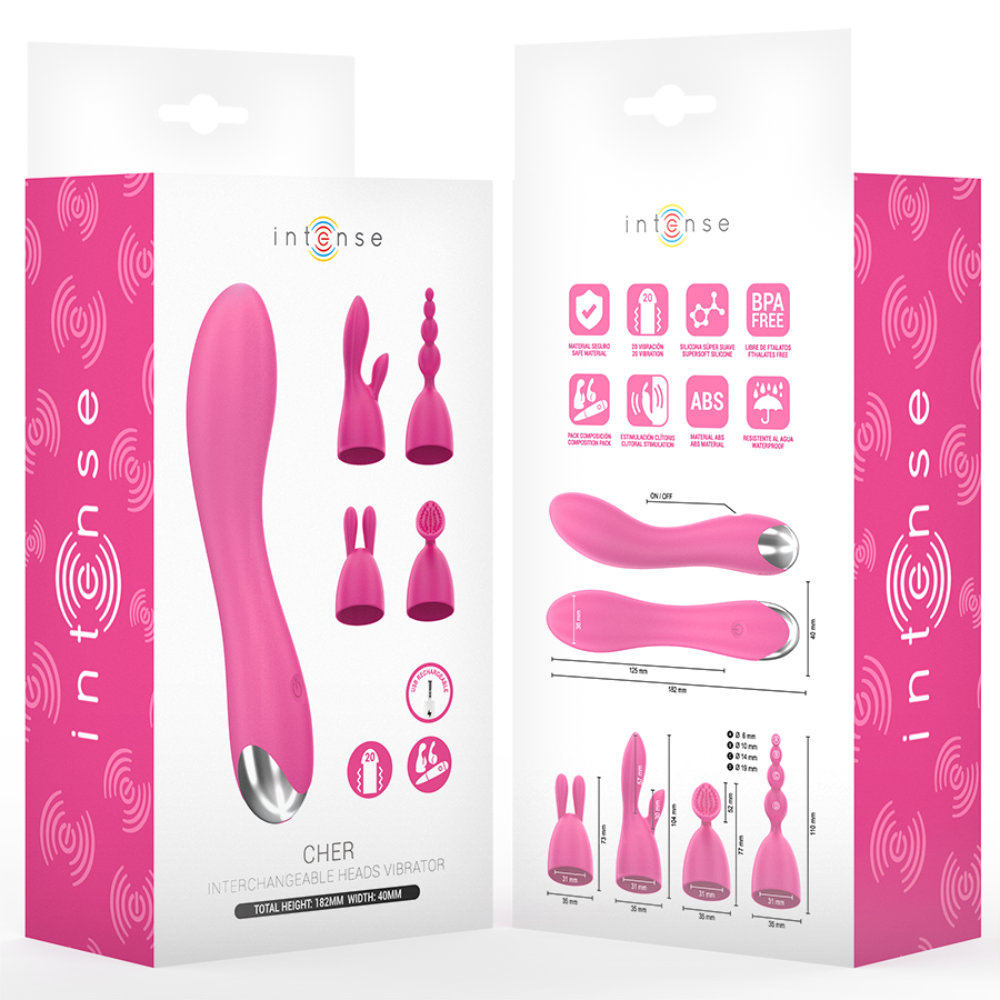 Vibratore con Testine Intercambiabili Intense Cher — 20 Modalità