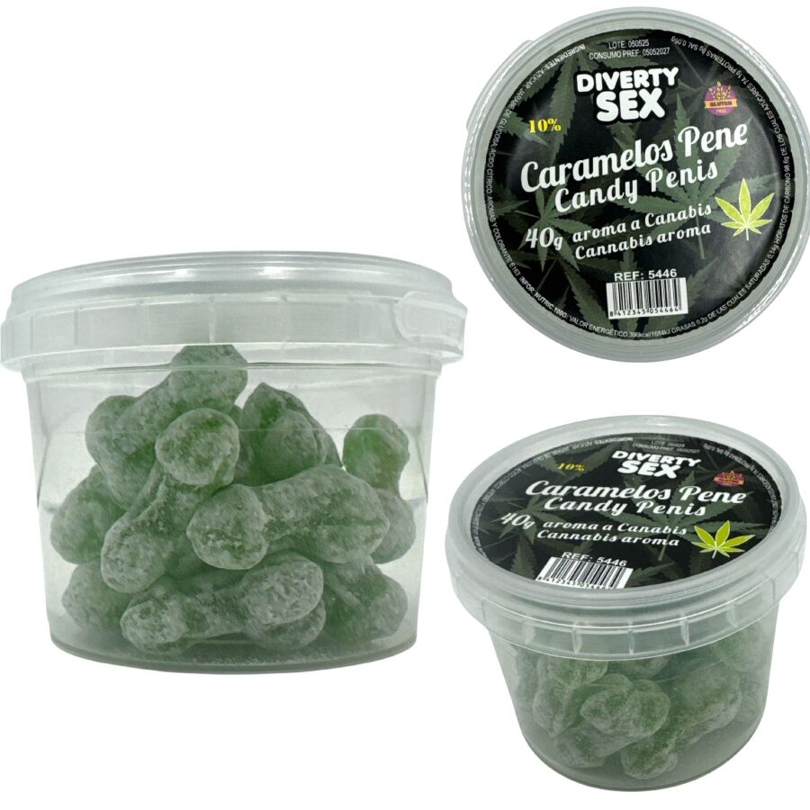 Caramelle a Forma di Pene Diablo Goloso — Aroma Cannabis, 20 pz