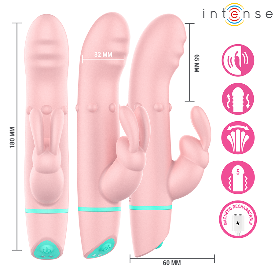 Vibratore Coniglio INTENSE Alvin Rabbit Rotante Oscillante — Rosa