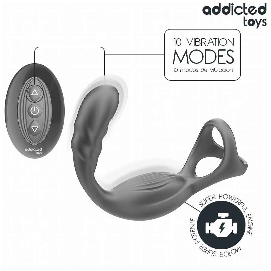 Anello Fallico Vibrante Prostatico Addicted Toys — Doppio, Telecomando